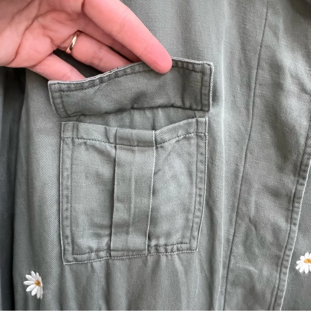 Rails Sahara Sage Embroidered Daisies Jacket Green Linen Blend Large - Picture 9 of 14